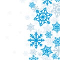 Winter background with Snowflakes. Layers of gray and blue Snowflakes on a white background. Royalty Free Stock Photo